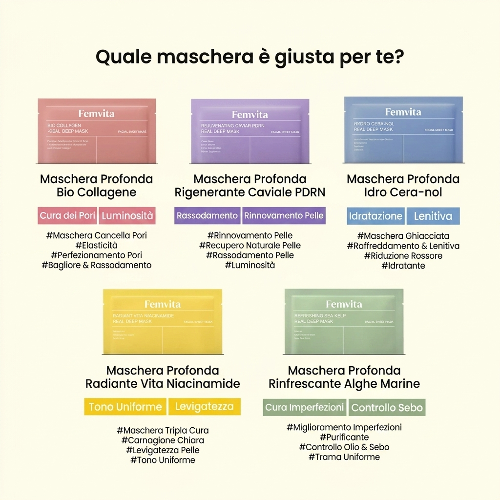 Maschera Viso al Bio-Collagene per Idratazione Profonda