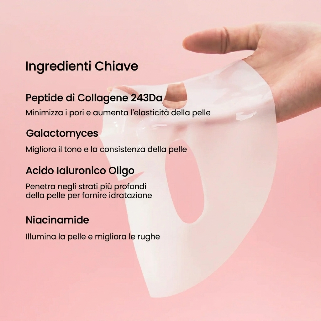 Maschera Viso al Bio-Collagene per Idratazione Profonda